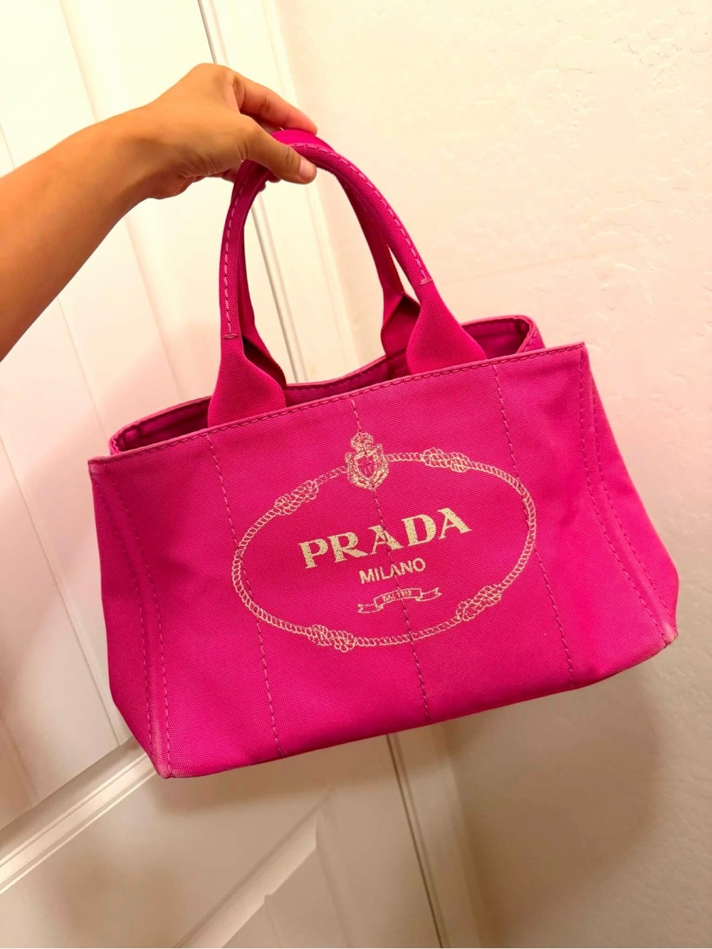 Prada Canapa Logo Shopping Tote